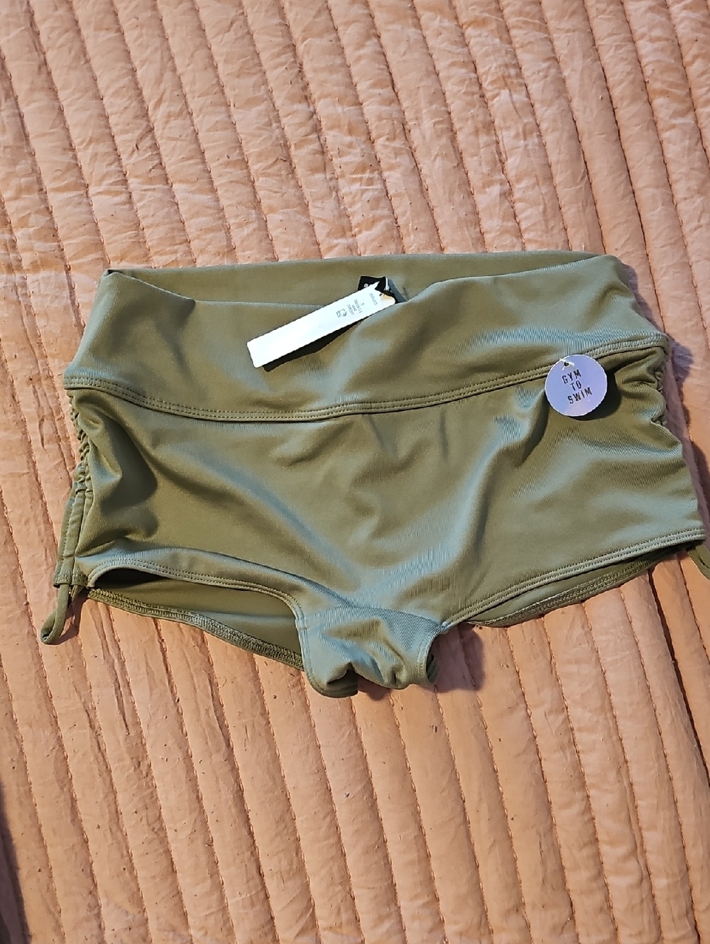 Victoria Secret Pink High-Rise Olive Green Gym To Swim Shorts Sz Small